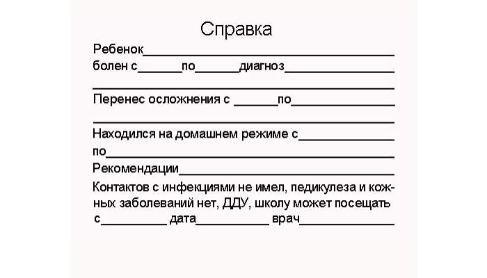 Довідка дитині в школу після хвороби